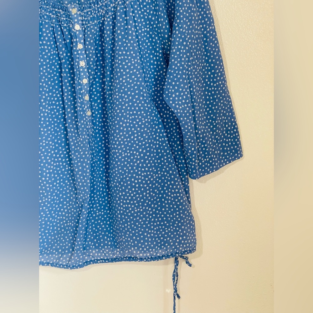 Gap S Blue Polka Dot Peasant Shirt Blouse - Picture 3 of 8